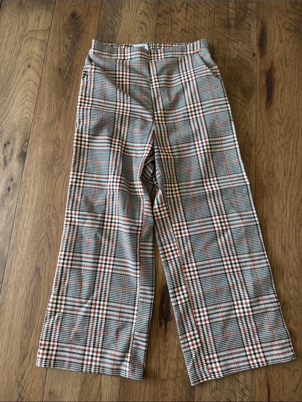 NWOT- Mayoral Plaid Pull-On Wide Leg Pants - Gray, Brown & Red